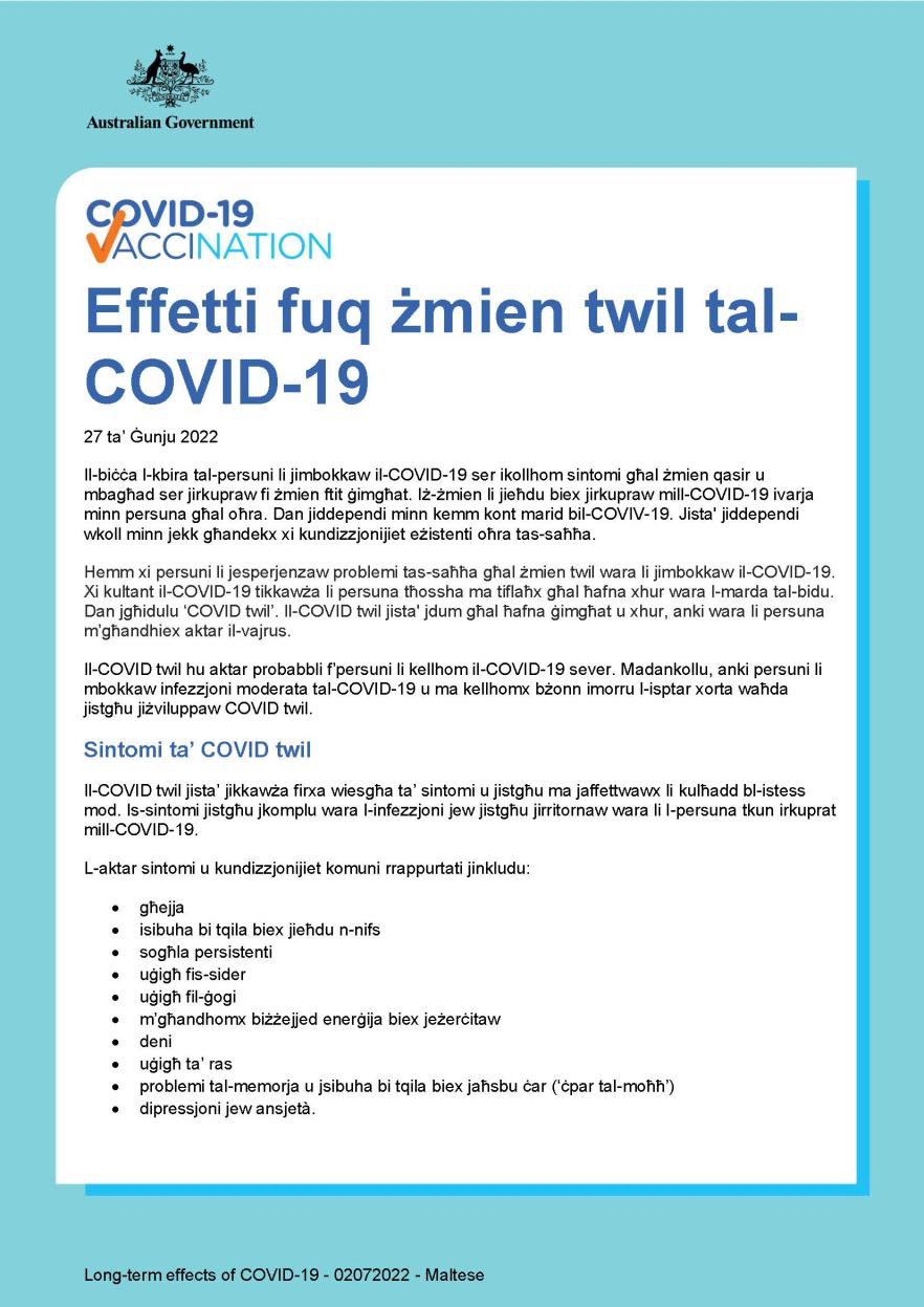 Effetti fuq żmien twil tal-COVID-19