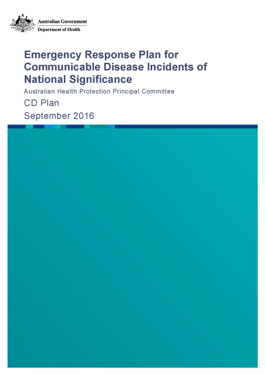 Emergency Response Plan for Communicable Diseases of National Significance (CD Plan)