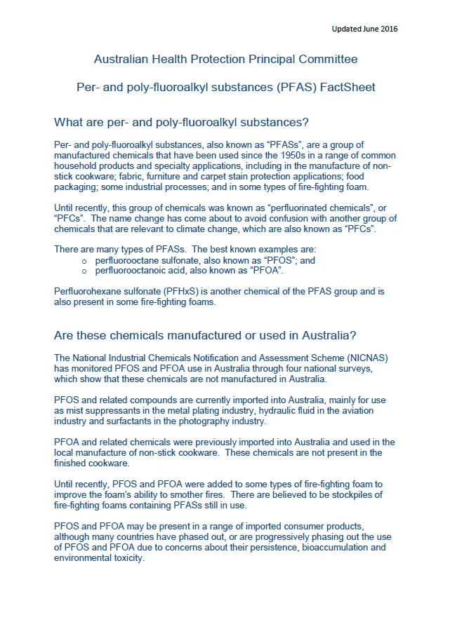 Cover image for enHealth guidance – Per- and poly-fluoroalkyl substances (PFAS)