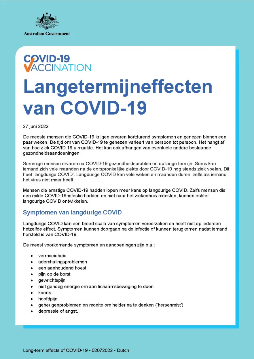 Langetermijneffecten van COVID-19