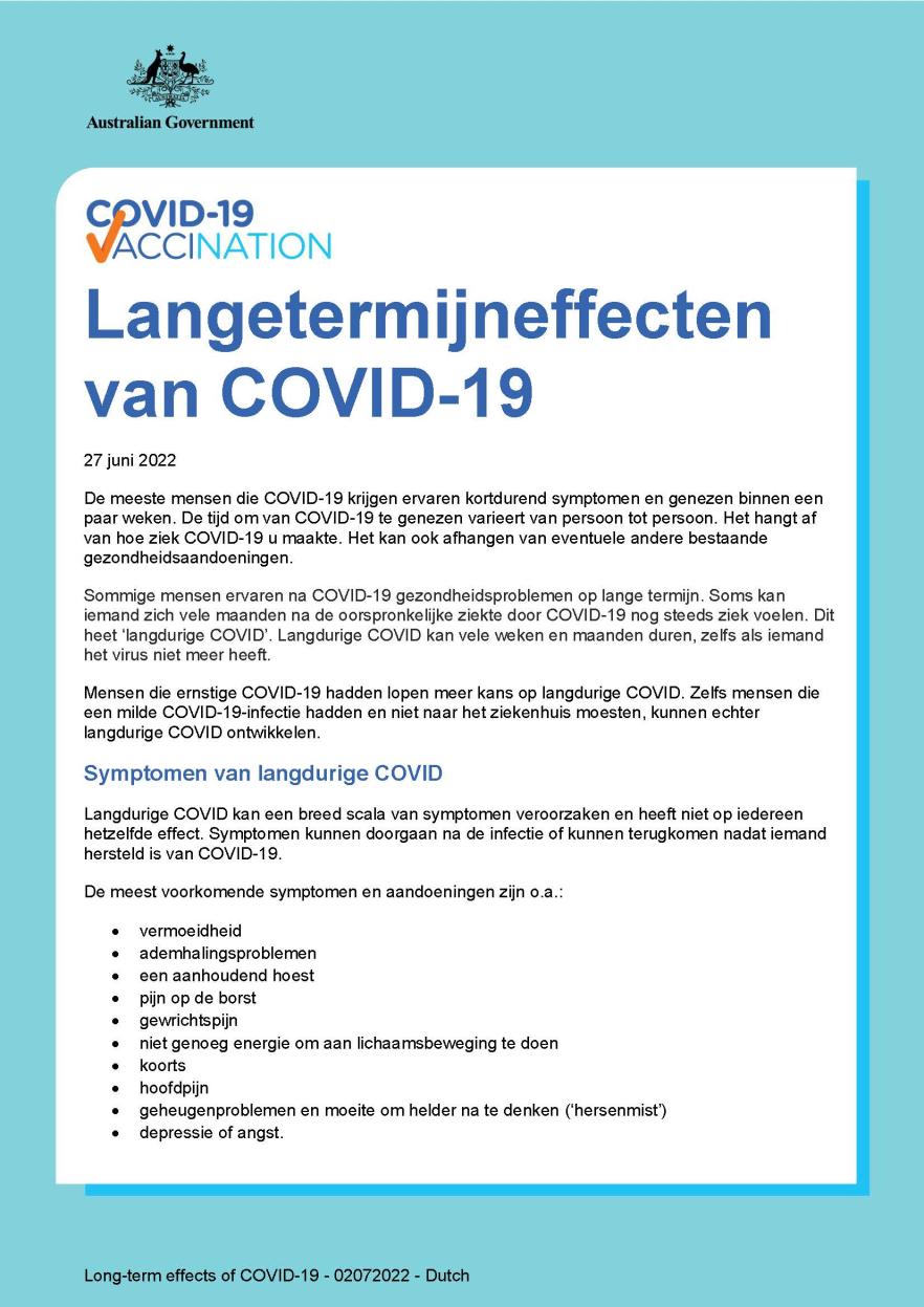 Langetermijneffecten van COVID-19