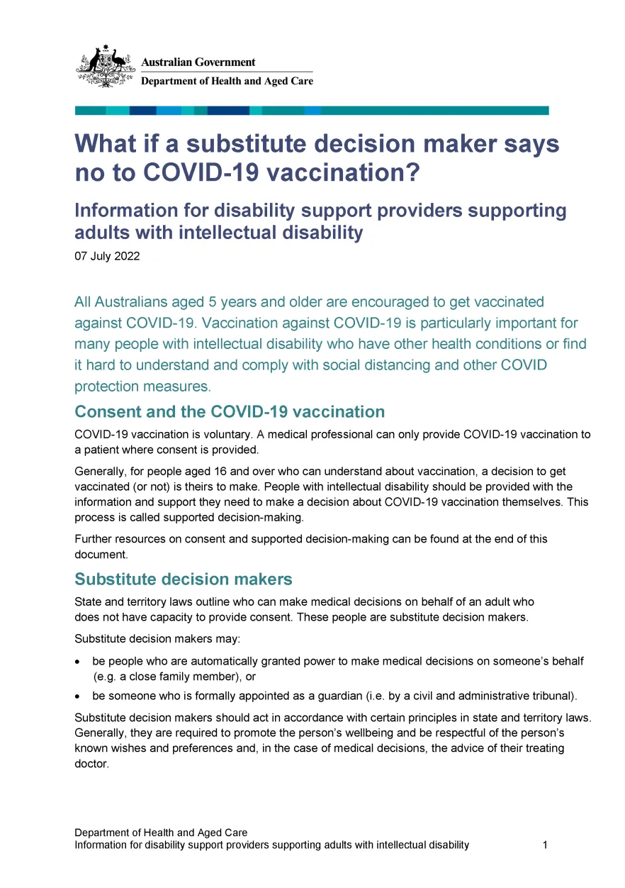 What if a substitute decision maker says no to COVID-19 vaccination?