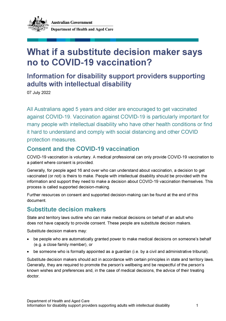What if a substitute decision maker says no to COVID-19 vaccination?