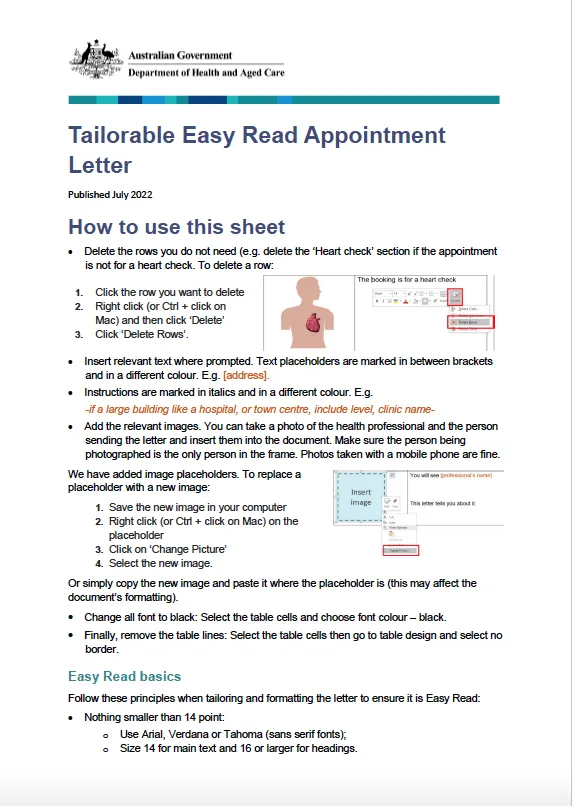 Cover image for Appointment letter – Easy Read template