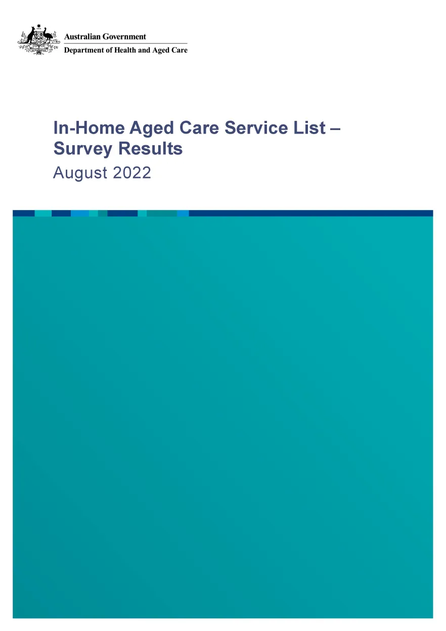 In-Home Aged Care Service List – Survey Results (August 2022) cover