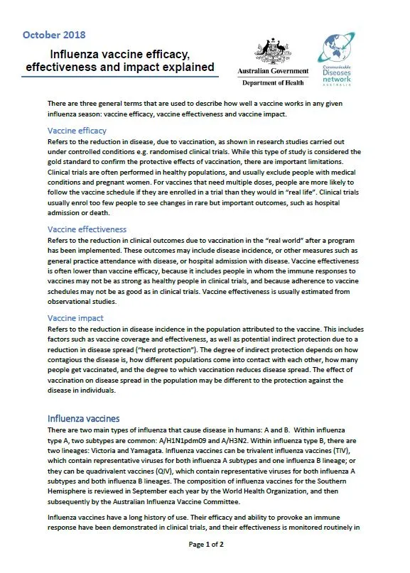 Influenza vaccine efficacy, effectiveness and impact explained
