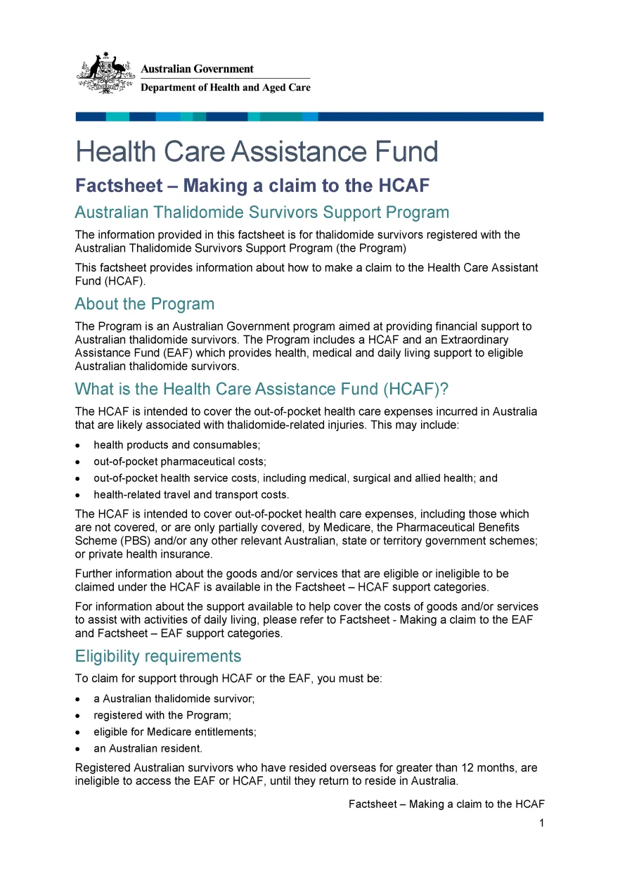Health Care Assistance Fund – Making a claim to the HCAF fact sheet (2 August 2022)
