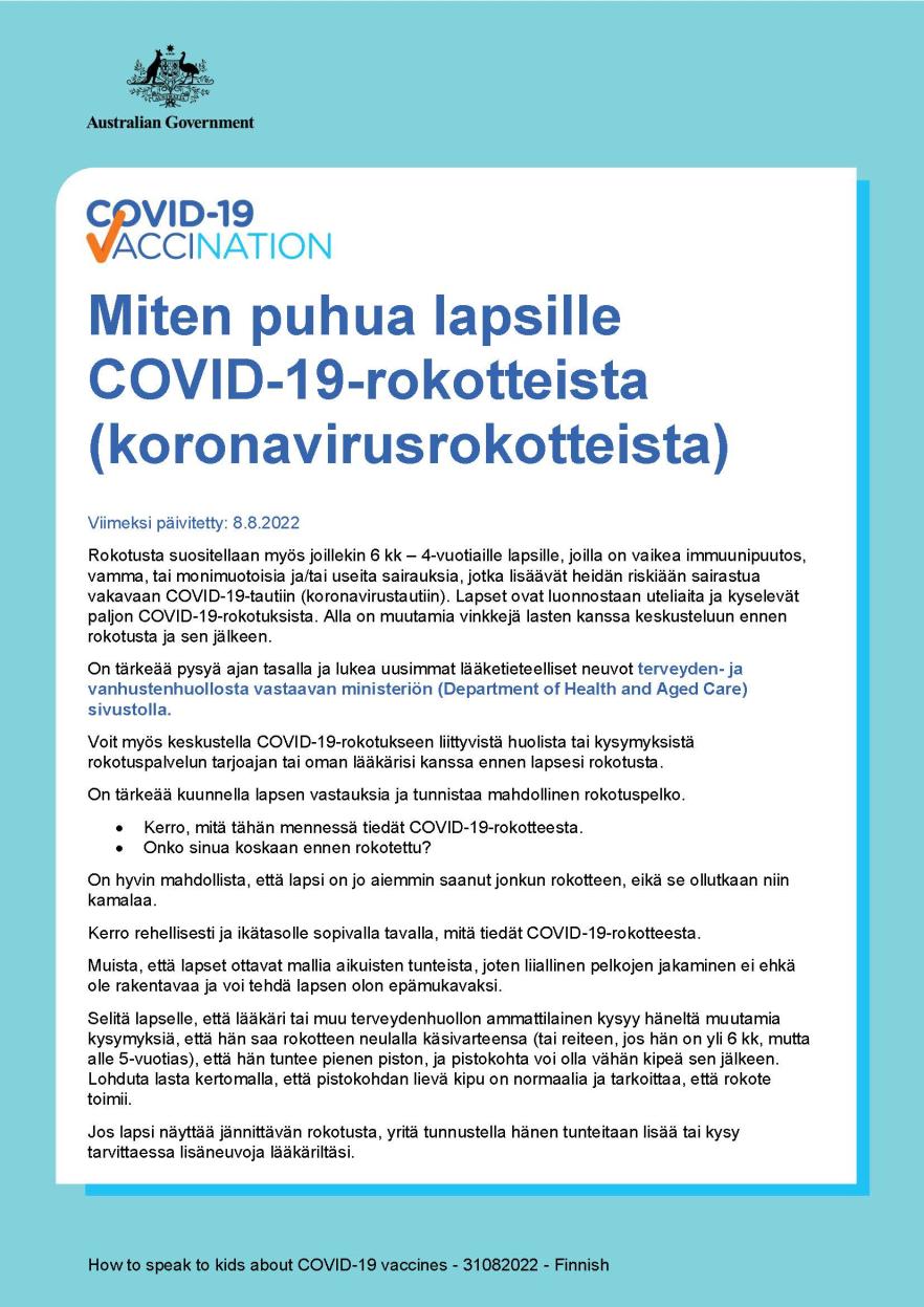 Miten puhua lapsille COVID-19-rokotteista (koronavirusrokotteista)