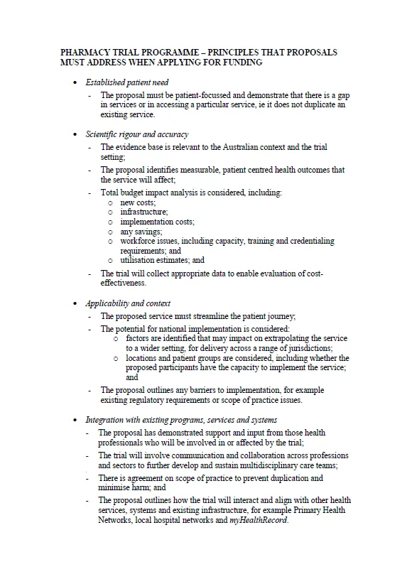 Cover image for Pharmacy Trial Program principles