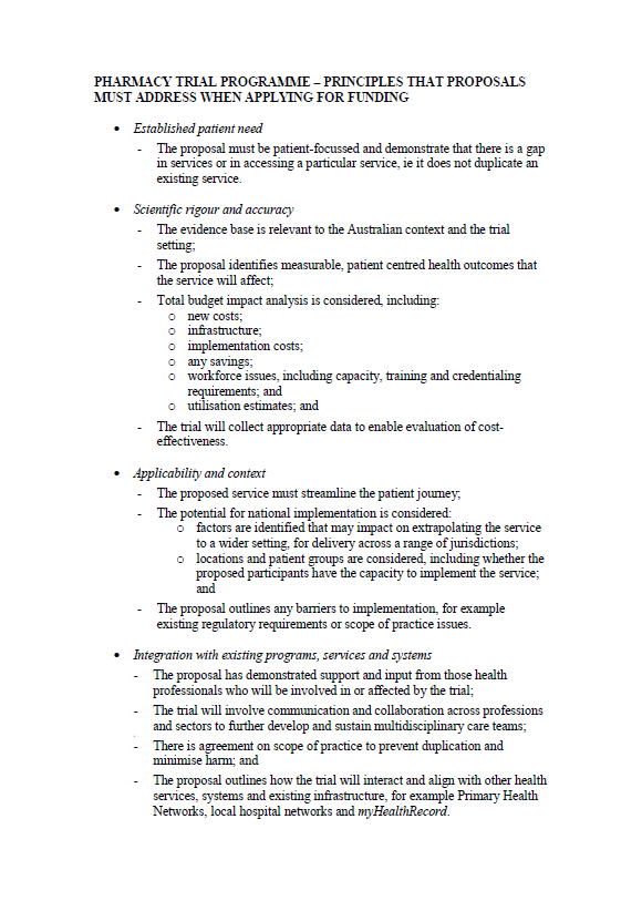 Cover image for Pharmacy Trial Program principles