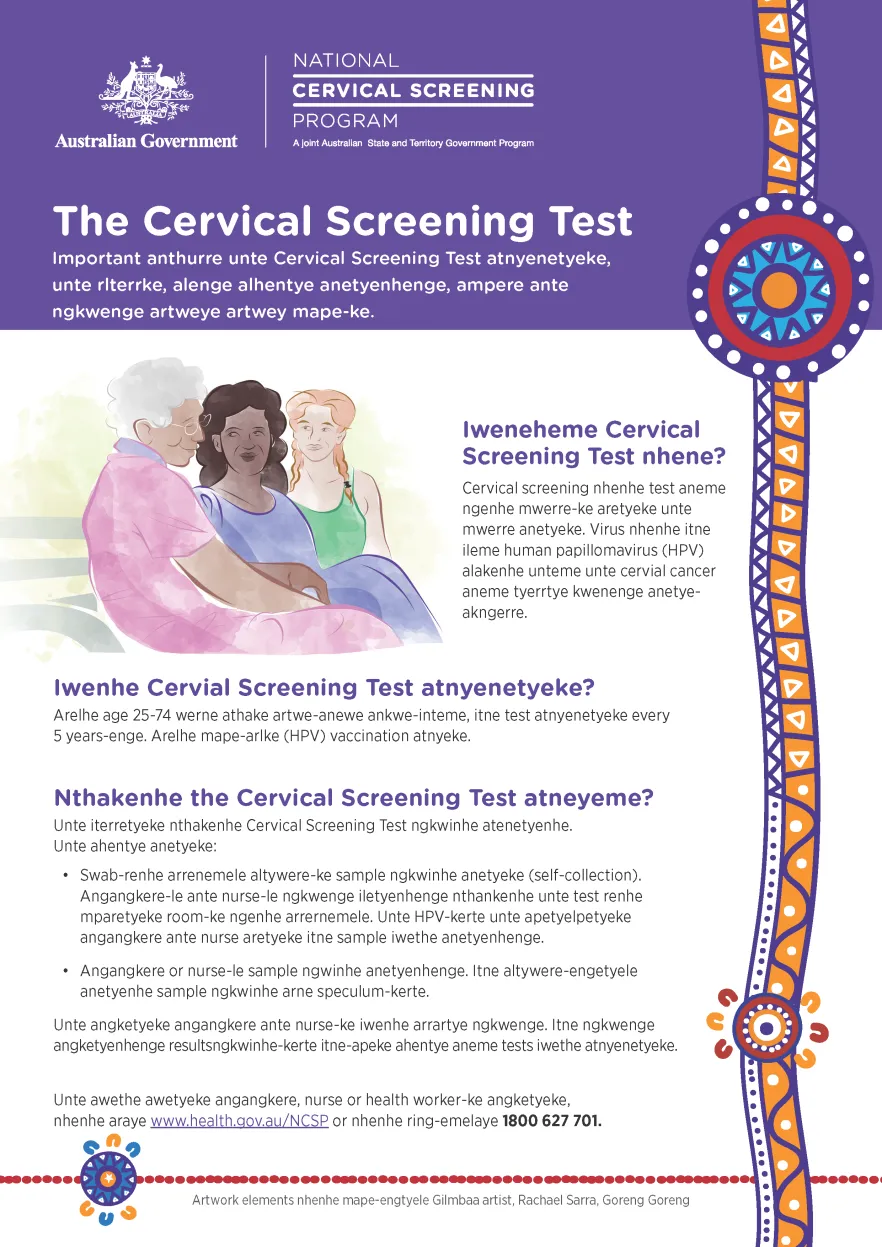 Cover image for The Cervical Screening test – Arrernte