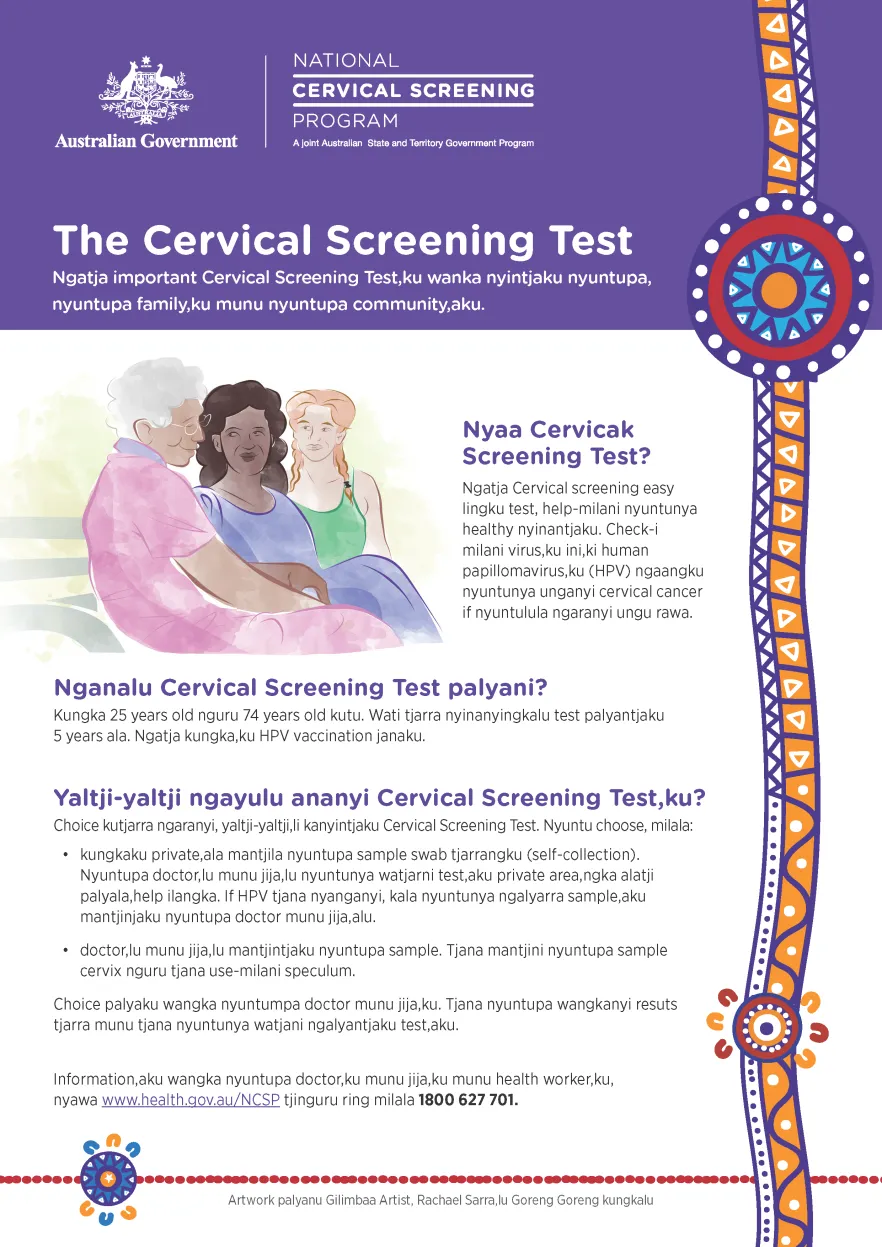 Cover image for The Cervical Screening test – Pintupi-Luritja
