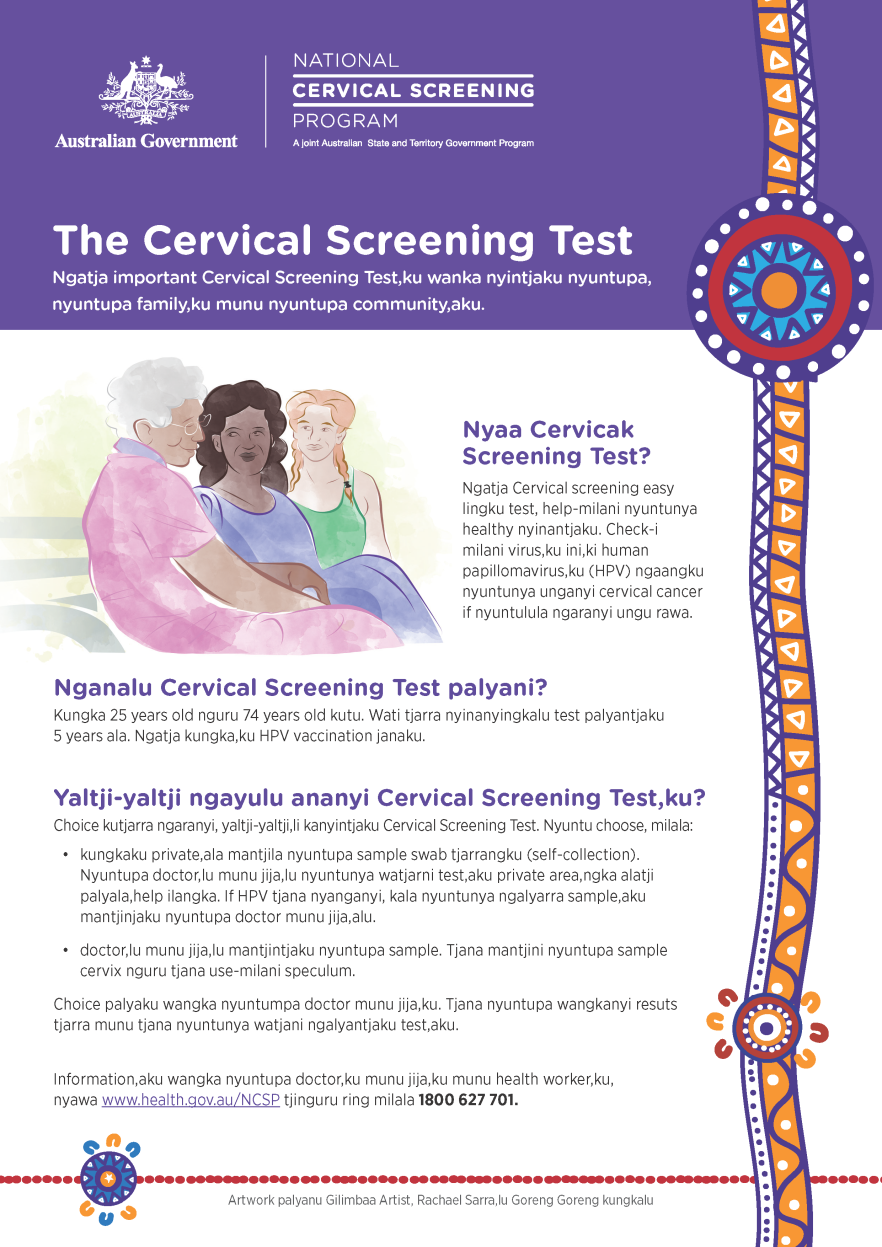 Cover image for The Cervical Screening test – Pintupi-Luritja