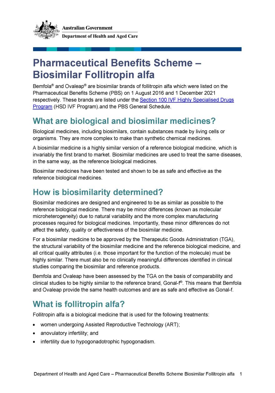 Cover image for Biosimilar medicine fact sheet – follitropin alfa