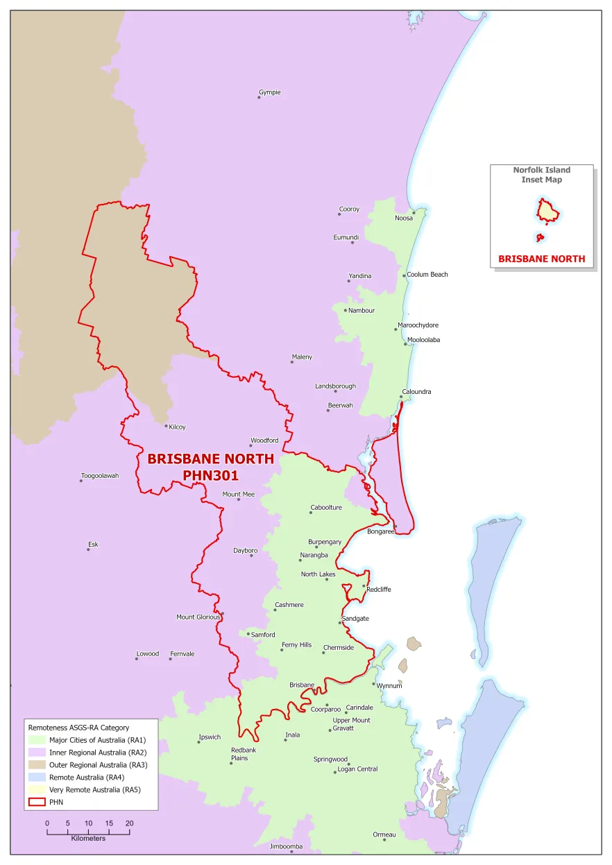 Brisbane North PHN ASGS remoteness area