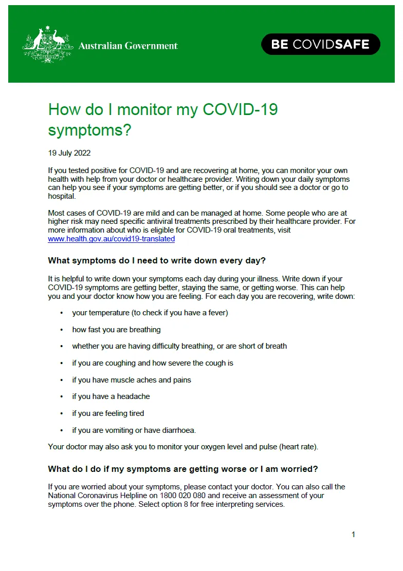 How do I monitor my symptoms