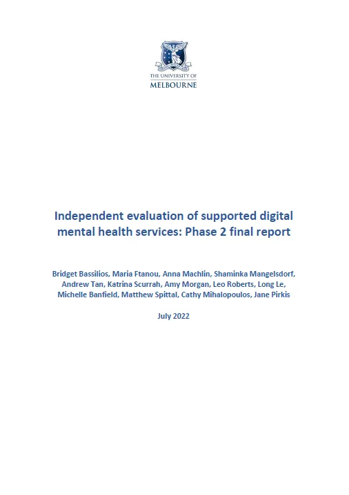 Independent evaluation of supported digital mental health services – Phase 2 final report