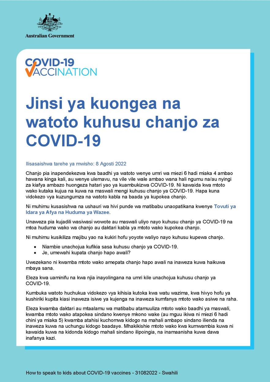Jinsi gani kuongea na watoto kuhusu chanjo za COVID-19