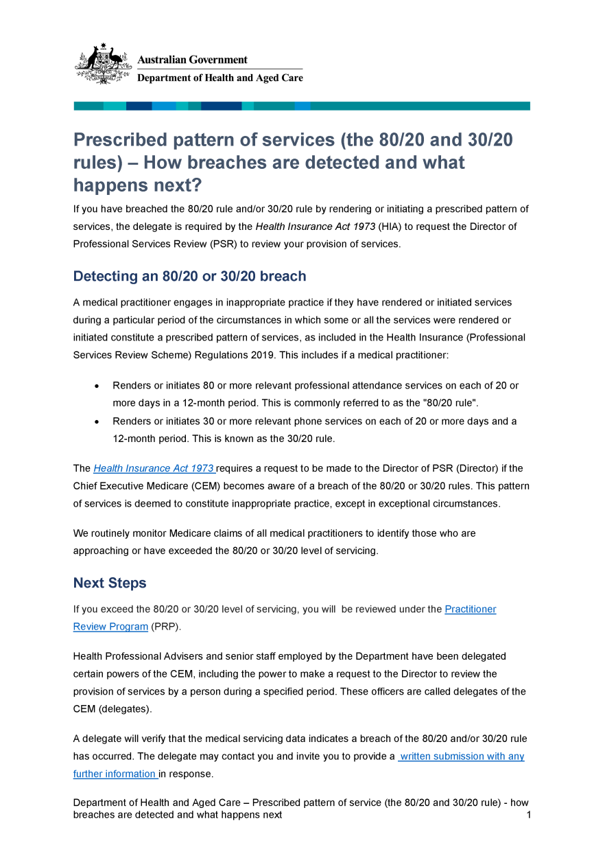 Prescribed pattern of service – How breaches are detected and what happens next?