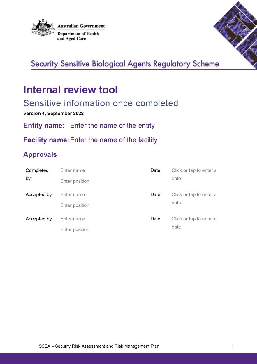 SSBA – Internal review tool