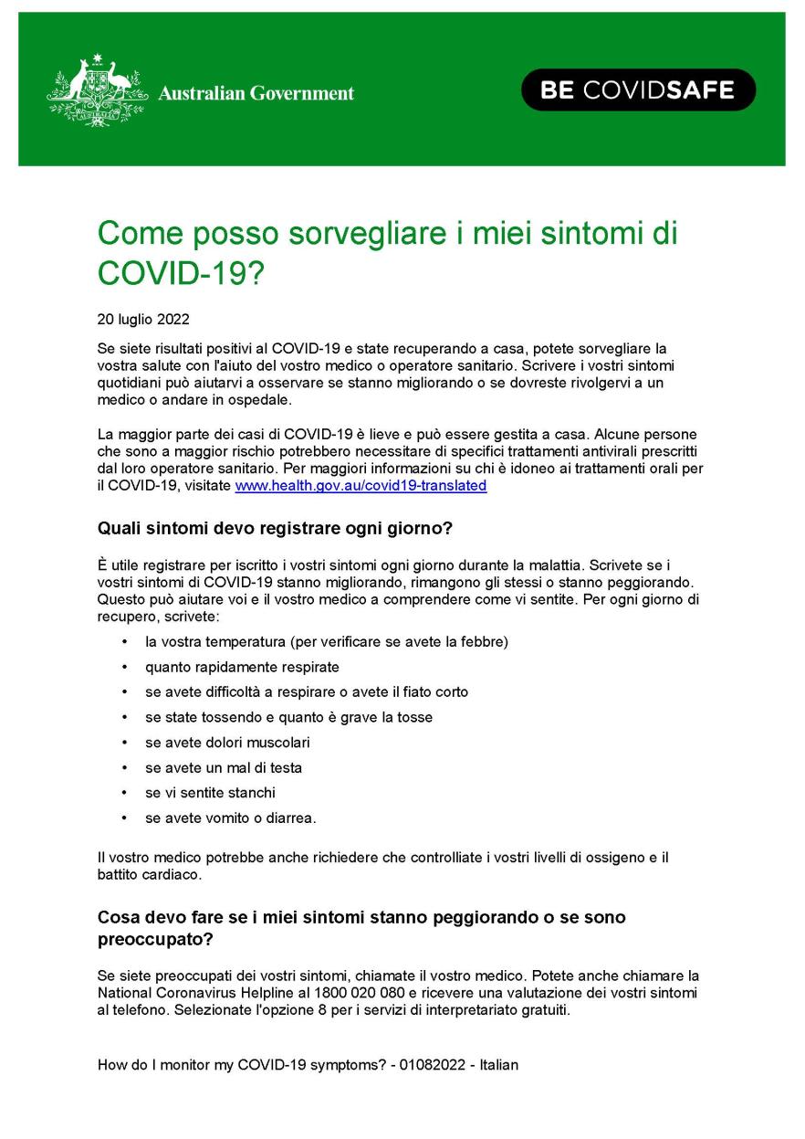 Come posso sorvegliare i miei sintomi di COVID-19?