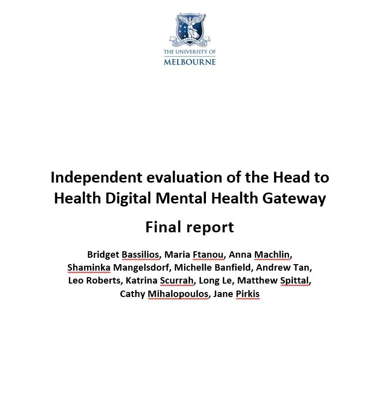 Cover Independent Evaluation of the Head to Health Digital Mental Health Gateway