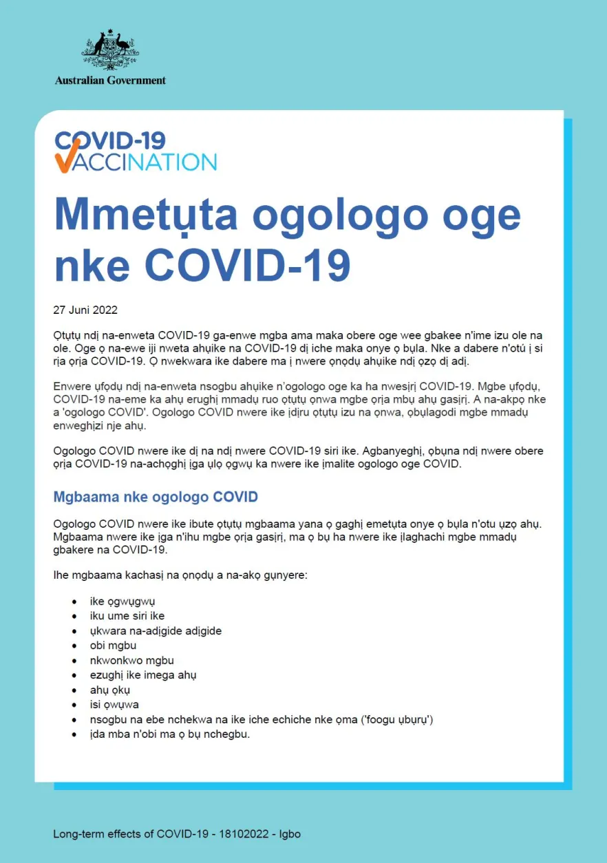Mmetụta ogologo oge nke COVID-19 