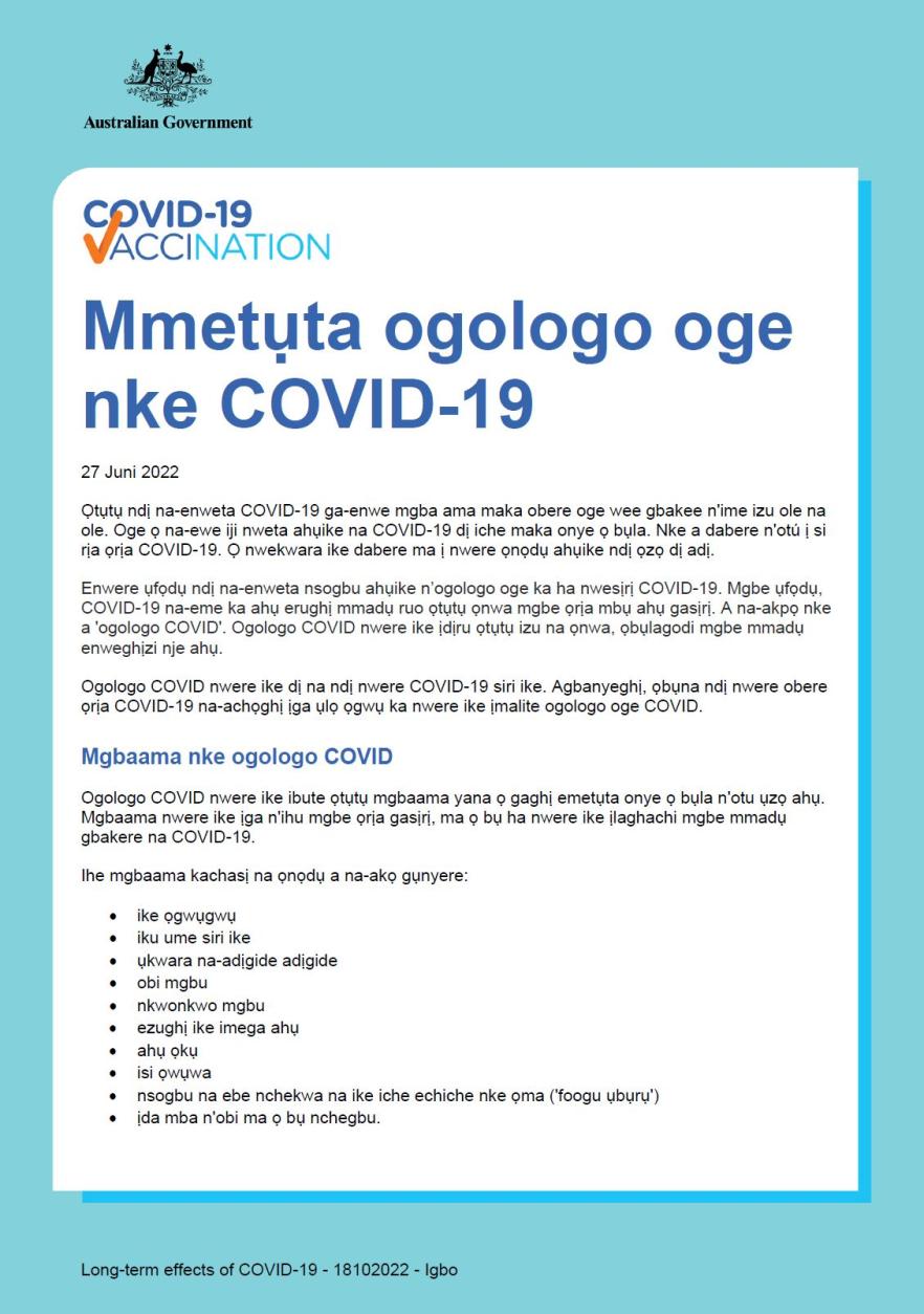 Mmetụta ogologo oge nke COVID-19 