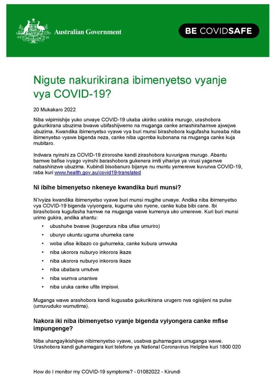 Nigute nakurikirana ibimenyetso vyanje vya COVID-19? 