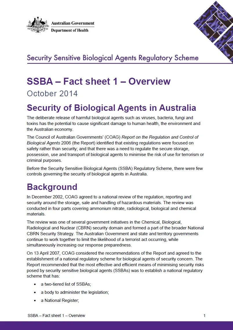 SSBA – Fact sheet 1 – Overview
