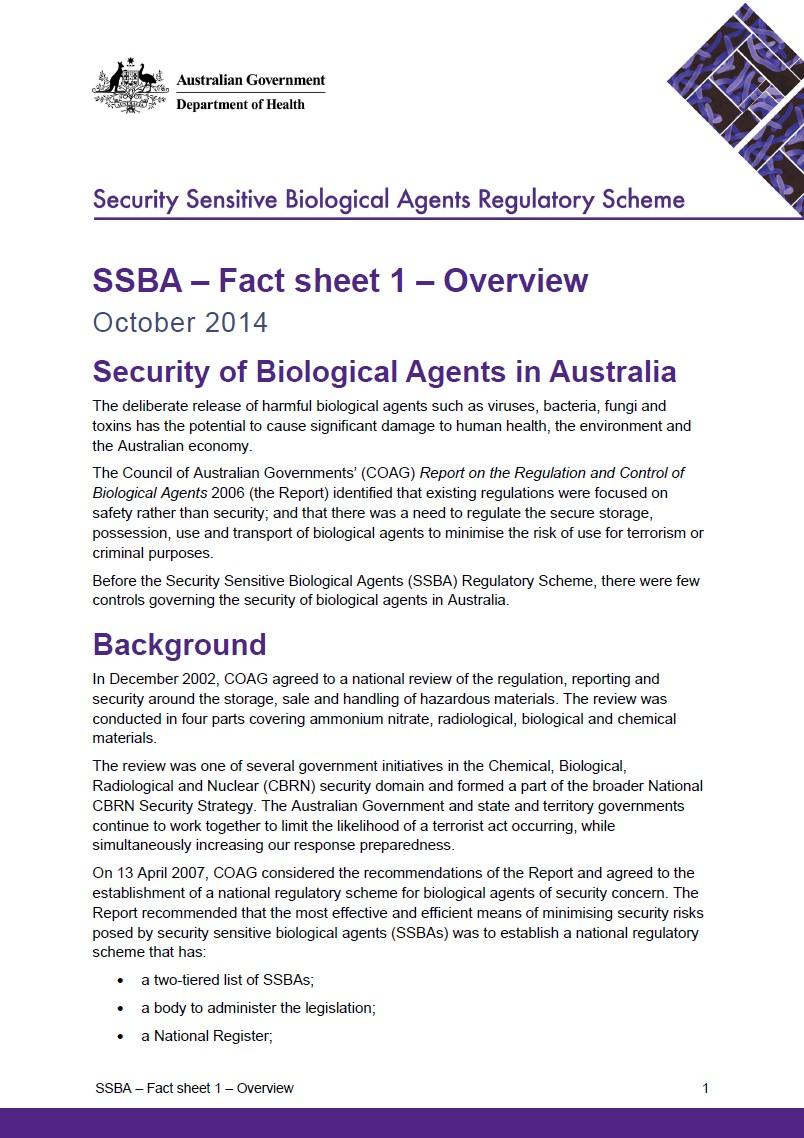 SSBA – Fact sheet 1 – Overview