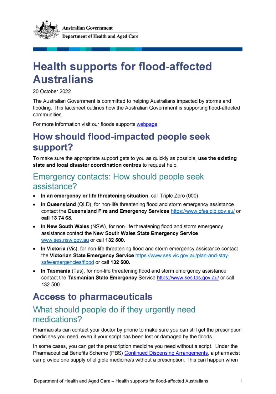 Health supports for flood-affected cover