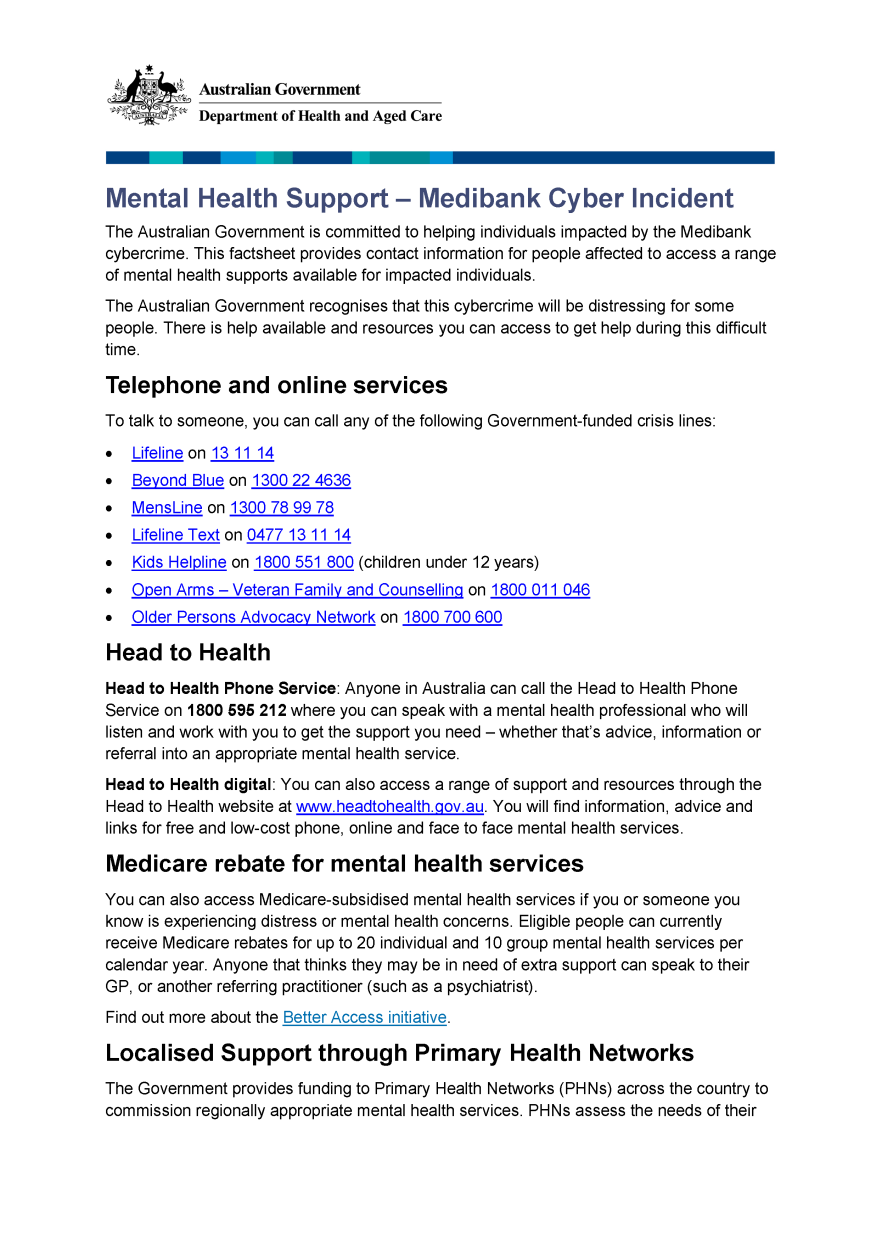 mental-health-support-medibank-cyber-incident-australian-government