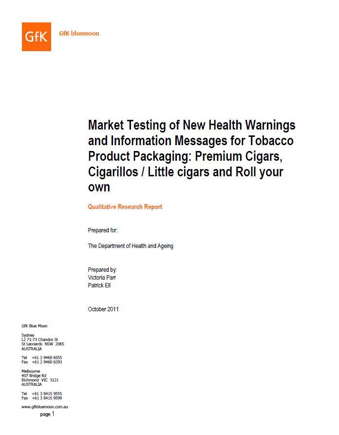 Cover image for Market research – health warnings for cigars, cigarillos and roll-your-own tobacco products report