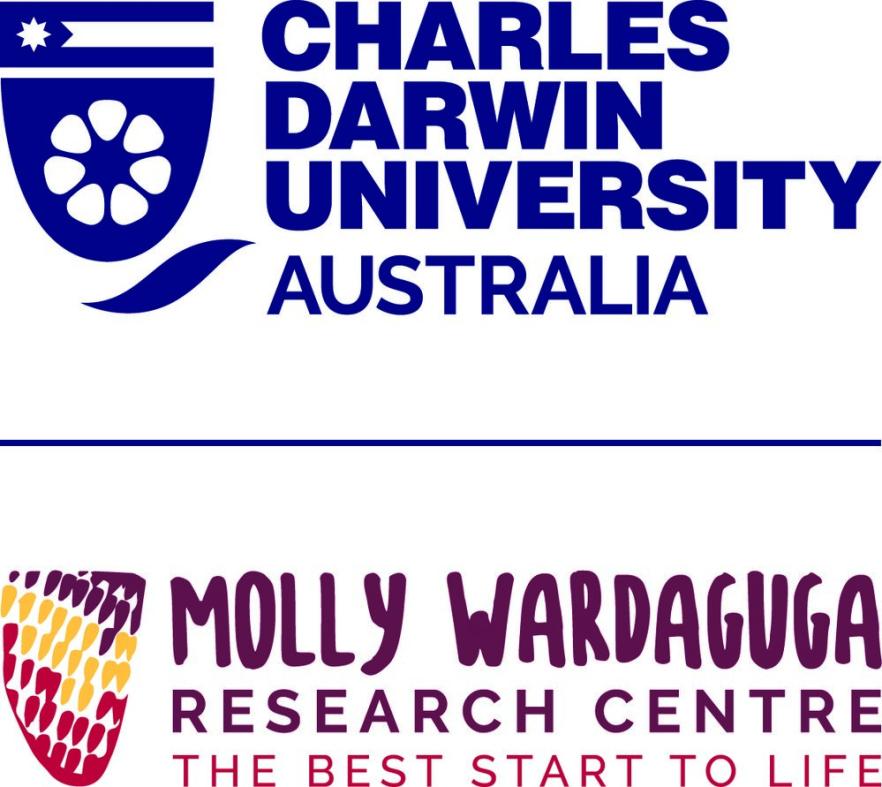 Logos for Molly Wardaguga Research Centre and Charles Darwin University Australia