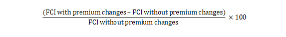 (FCI with premium changes – FCI without premium changes) x 100 FCI without premium changes