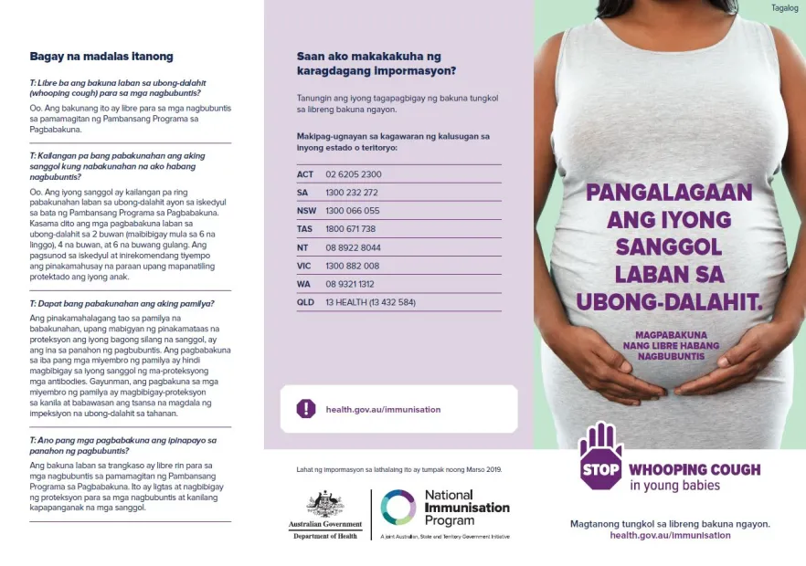 maternal whooping cough - Tagalog image
