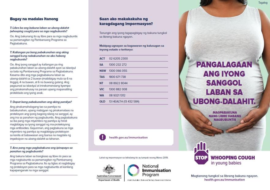 maternal whooping cough - Tagalog image