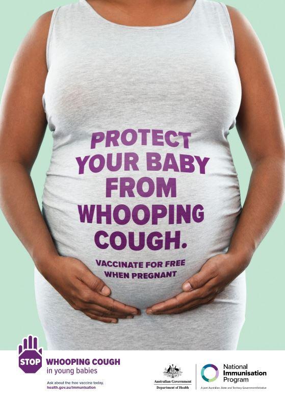 Protect your baby from whooping cough. Vaccinate for free when pregnant - poster
