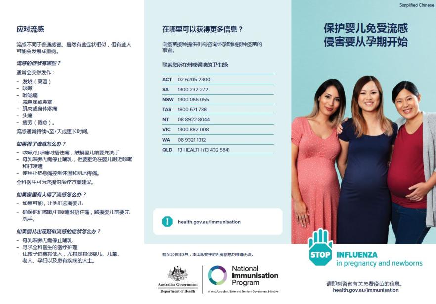 maternal influenza brochure - Simplified Chinese image