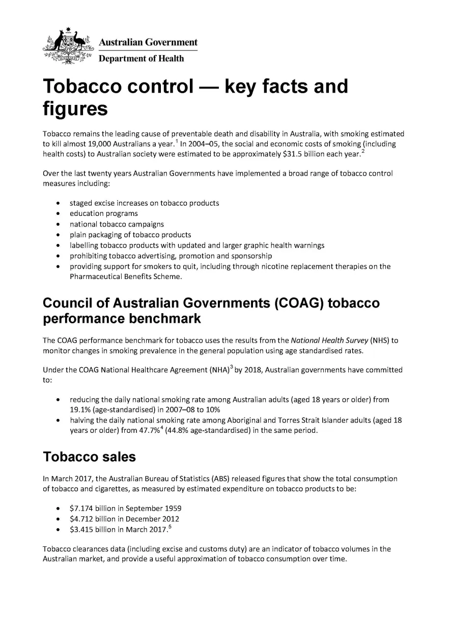 Cover image for Tobacco control – key facts and figures report