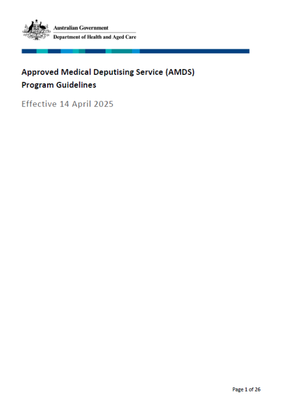 Approved Medical Deputising Services (AMDS) program guidelines