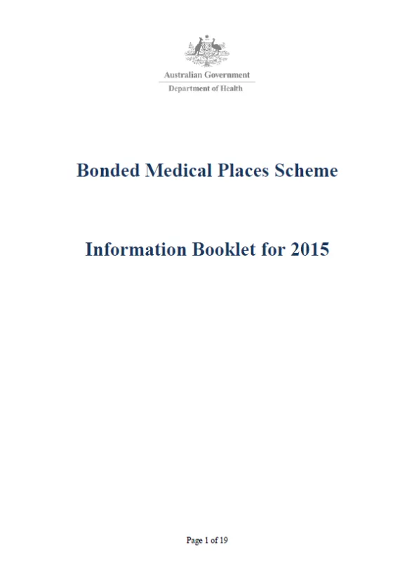 Cover image for Bonded Medical Places Scheme (BMPS) – information booklet 2015