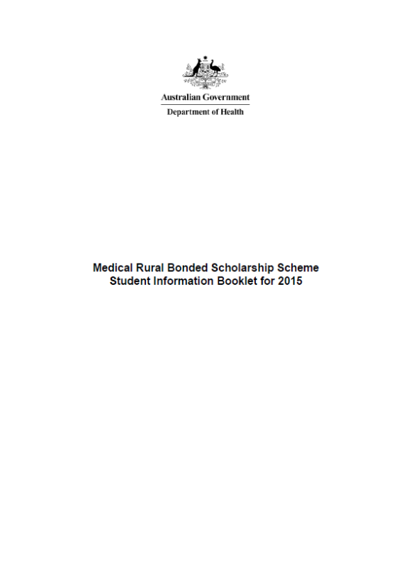 Cover image for Medical Rural Bonded Scholarship (MRBS) Scheme – information booklet 2015