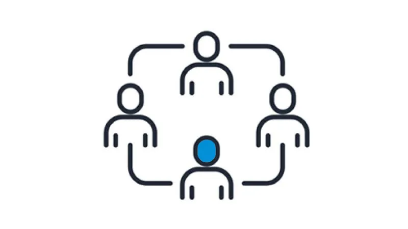 4 heads connected icon