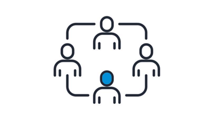 4 heads connected icon