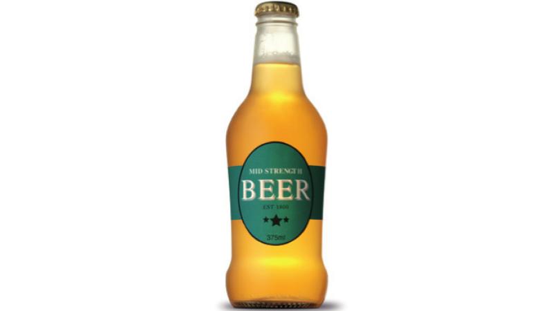 Bottle of mid strength beer