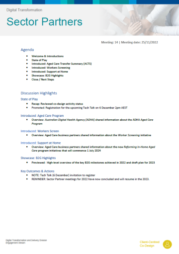 Digital Transformation Sector Partners slide presentation – 11 November 2022