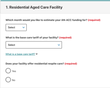 AC-ACC funding and care minutes estimator