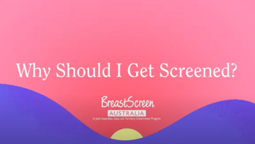 Illustrated sunrise with text ‘Why should I get screened? BreastScreen Australia. A joint Australian, State and Territory Government Program.’